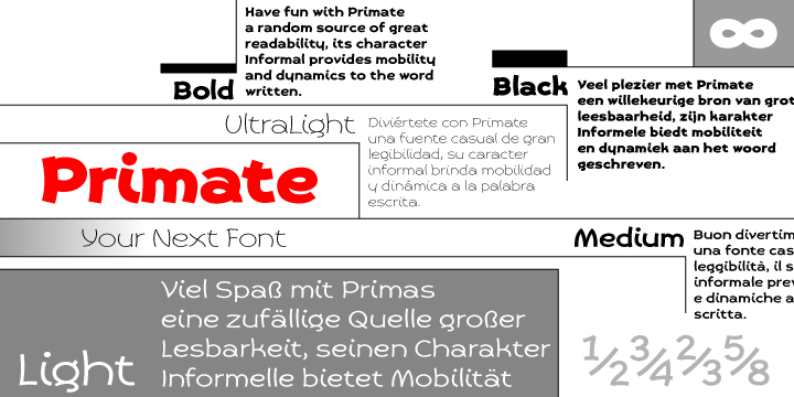 Пример шрифта Primate Bold Italic